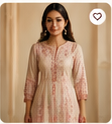 Gulmohar Hand-Block Chanderi Silk Kurti Set